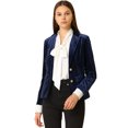 thumbnail image 1 of INSPIRE CHIC Women's Vintage Notched Lapel Button Front Office Velvet Blazer Jacket, 1 of 6