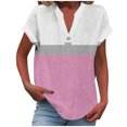 thumbnail image 1 of fatyb Womens Printed V Neck Tops Short Sleeve Button V Neck Tshirts Lightweight Summer Beach Blouses, 1 of 5
