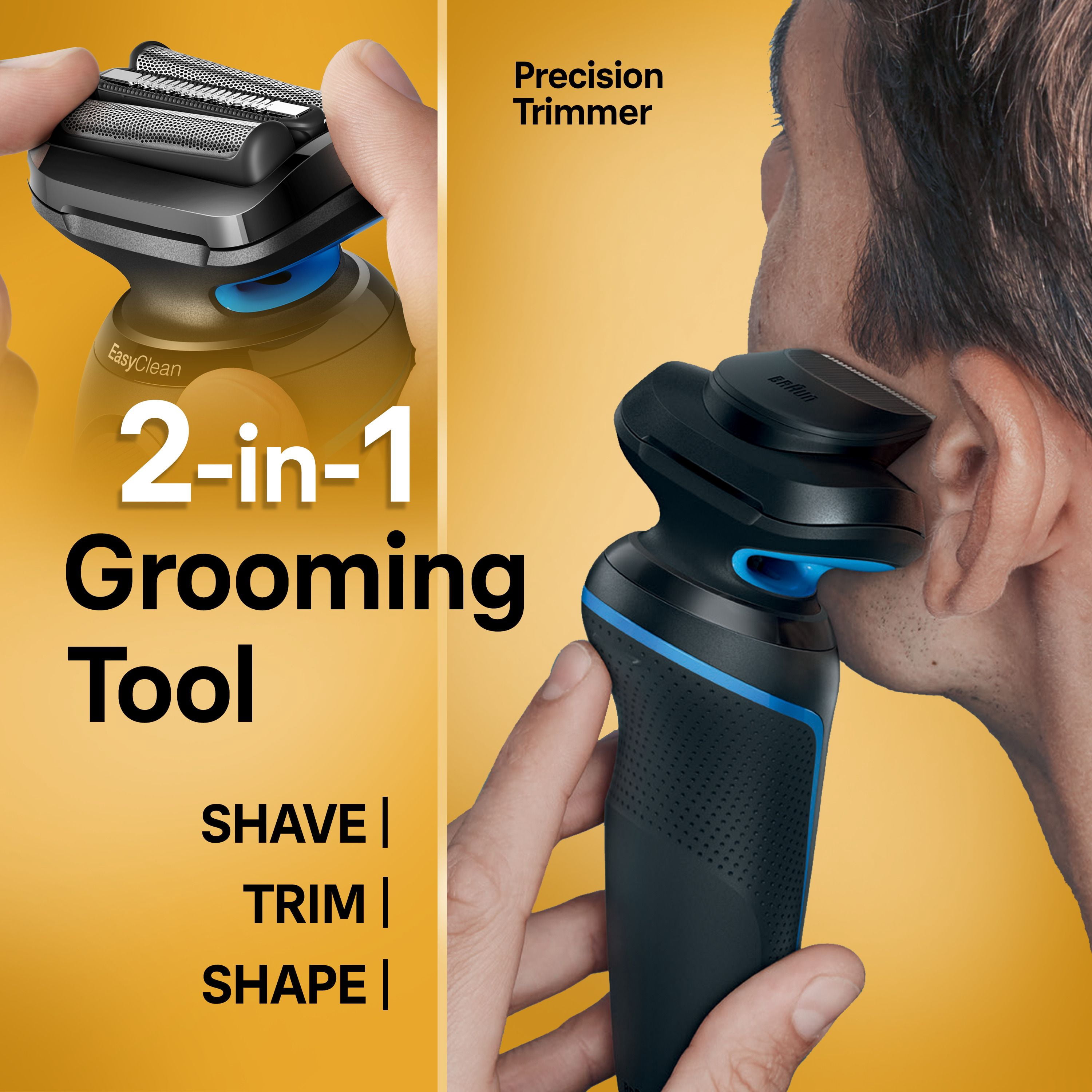 Braun Electric Shaver for Men, Series 5 5118s, Wet & Dry Shave, Turbo Shaving Mode, Foil Shaver, Engineered in Germany, Li-Ion battery up to 50 min, with Precision Trimmer, Blue