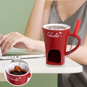 Tasse à Fondue au Chocolat en Céramique Cuisinière pour Faire Fondre le Fromage avec Chauffage à la Bougie pour Usage Domestique Outil de Cuisine Polyvalent Nettoyage Facile Idée-Cadeau