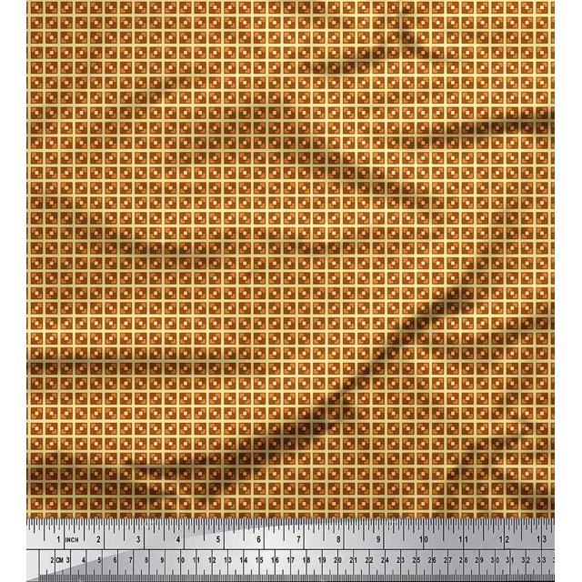 Soimoi Crepe Silk Fabric Geometric Small Decor Fabric Printed Yard 42 Inch Wide