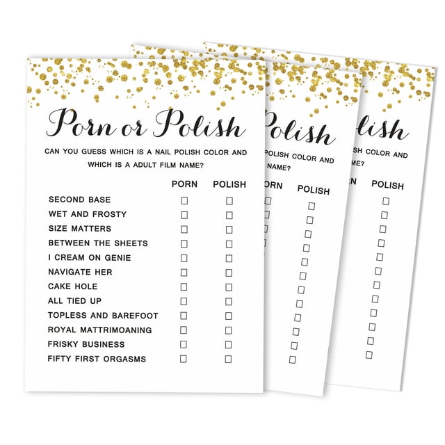 Inkdotpot Gold ConfettiBachelorette Party Bridal Shower Collection Polish Or PornGameCards 50-Pack Bulk Party ActivityGame