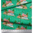 thumbnail image 3 of Soimoi Satin Silk Fabric House,Snowfall & Tree Nature Printed Craft Fabric by The Yard 42 Inch Wide, 3 of 3