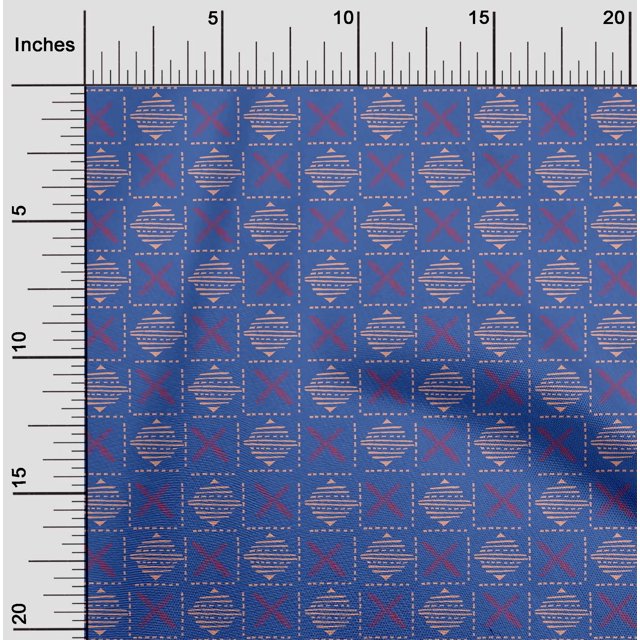 oneOone Cotton Poplin Fabric Leaves & Geometric Block Decor Fabric Printed BTY 42 Inch Wide