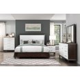 thumbnail image 1 of Ensemble de Chambre Moderne 4 Pcs Lit Grand Table de Chevet Commode Miroir Meubles en Bois Finition Blanc et Cerisier, 1 of 7
