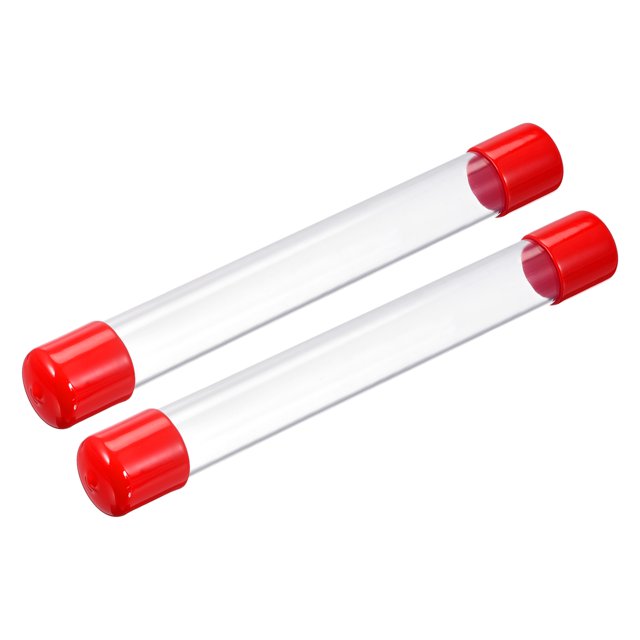Unique Bargains Clear Rigid Tube Round Plastic Tubing with Red Rubber Cap, 305mm/ 12 Inch Length, 21mmx25mm/0.83'x1', 2 Set