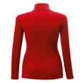 thumbnail image 2 of Chandail à Col Roulé Côtelé à Manches Longues pour Femmes, Chandail, L Rouge, 2 of 6