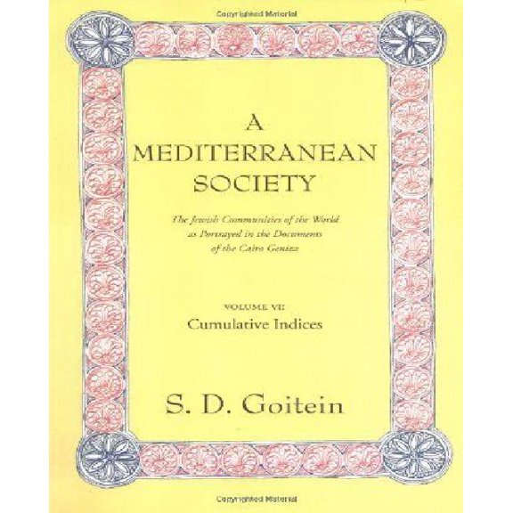 A Mediterranean Society : The Jewish Communities of the Arab World as Portrayed in the Documents of the Cairo Geniza; Volume VI: Cumulative Indices