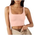thumbnail image 2 of asjyhkr Crop Tank Tops for Women Ribbed Knit Square Neck Sleeveless Slim Fitting T Shirts Summer Basic Tees, 2 of 6