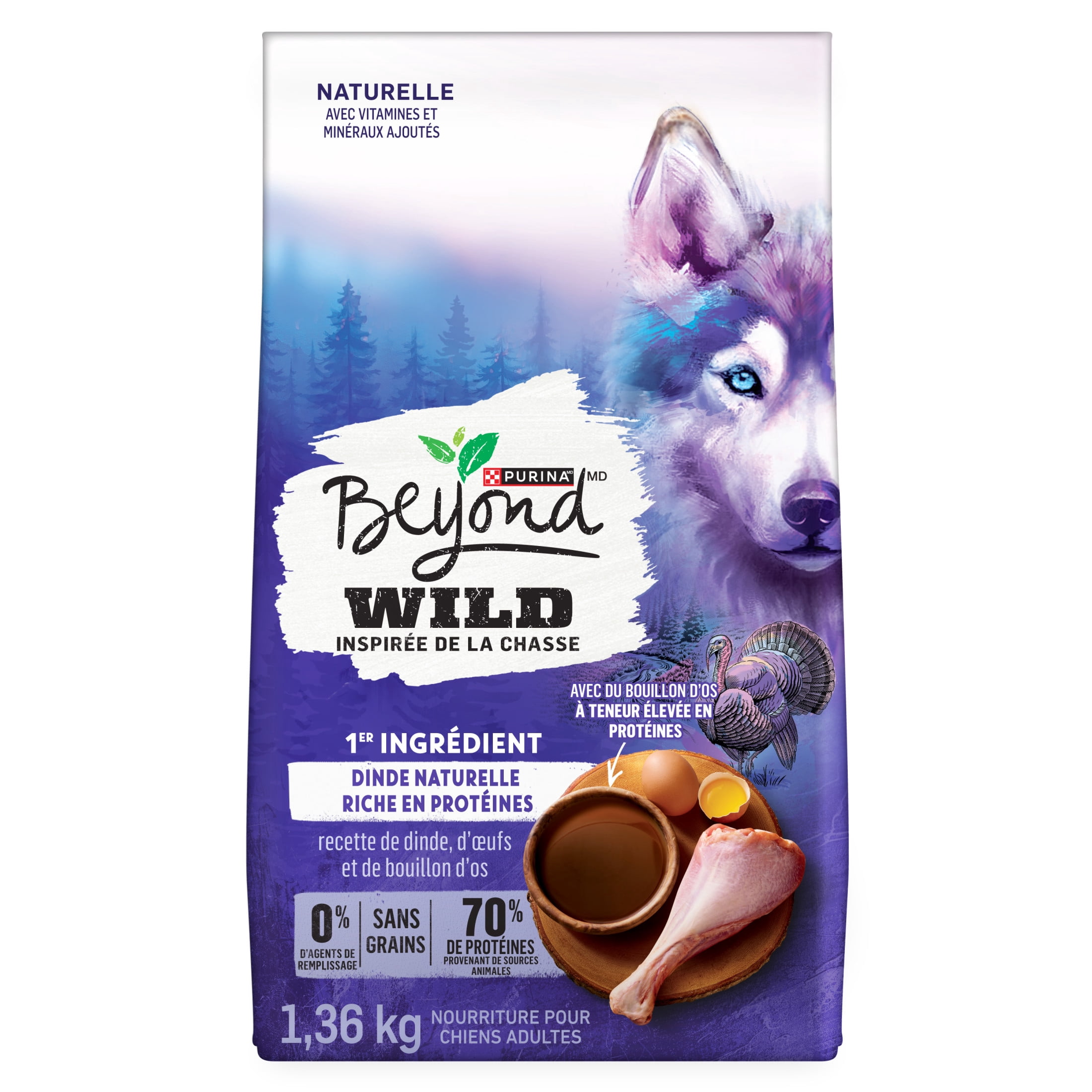 Beyond Recette au Dindon Sauvage, Œuf & Bouillon d'Os, Nourriture Sèche pour Chiens 1.36kg