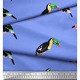 thumbnail image 3 of Soimoi Blue polyester Crepe Fabric Toucan Bird Printed Fabric 1 Yard 42 Inch Wide, 3 of 3