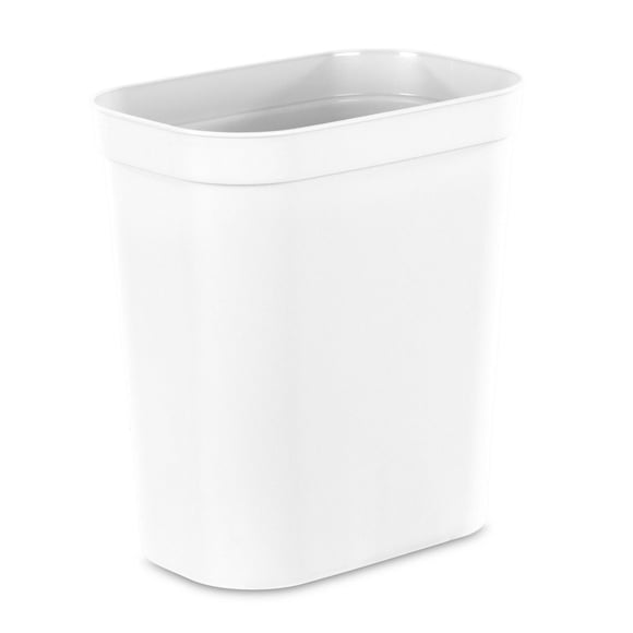 Sterilite 9.5 L Vanity Wastebasket, Rectangular Trash Can with Contemporary Design, Ideal for Small Spaces, White