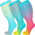 thumbnail image 1 of SUTENGDA 3 Pairs Plus Size Compression Socks for Women Men Wide Calf 20-30 mmHg Extra Large for Circulation Support Recovery XXL, 1 of 7