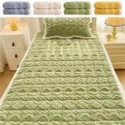YYV Milk Flannel Thick Mattress Pad 47.2x78.7 in Plush Quilted Non Slip Futon Topper Warm Mattress Protector Student Dormitory Home Upholstery Cozy Mattress Pad