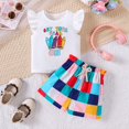 thumbnail image 2 of XDZJLR Baby Gilrs Outfits New Spring/Summer Two Piece For Small & Medium Sized : Cartoon Crayon Printed Top And Checkered Shorts Clothing Set 4-5 Years, 2 of 7