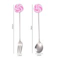 thumbnail image 3 of Coofit Dessert Spoon Stainless Steel Decorative Serving Spoon Stirring Spoon with Fork, 3 of 10