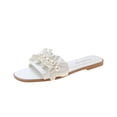 thumbnail image 1 of DPTALR Women's Pearl Flat Sole Slippers Holiday Comfortable Flip Flops, 1 of 4
