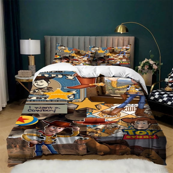 3pcs Toy_Storys Bedding Set Cartoon Ultra Soft Duvet Cover Set for Boys Girls All Season Lightweight Quilt Cover with Pillowsham