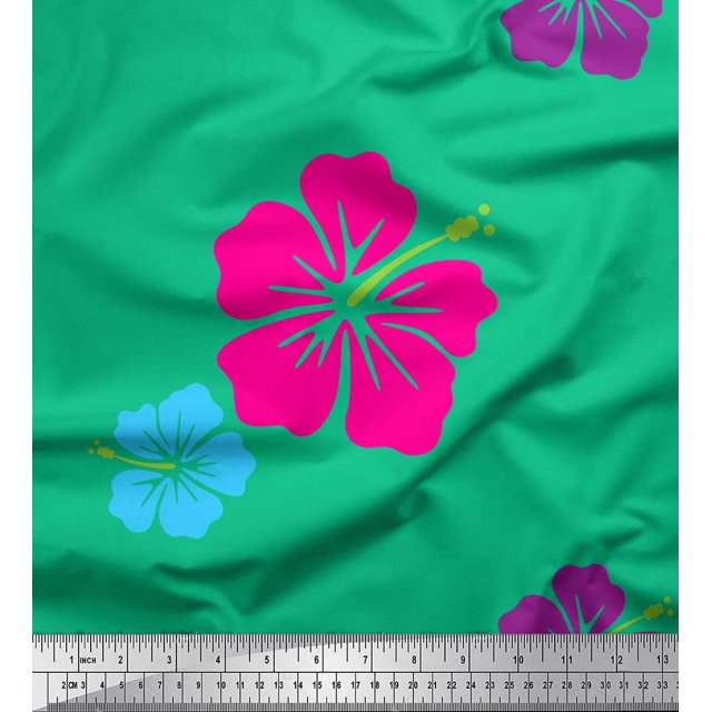 Soimoi Tissu en Rayonne Vert Tissu Imprimé Floral 1 Yard 42 Pouces de Large