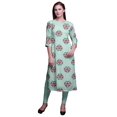 thumbnail image 1 of Bimba Kurtis Droits pour Femmes Longue Robe Kurti Imprimée Haut Indien à Manches 3/4, 1 of 6