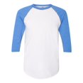 thumbnail image 1 of Tee-Shirt Raglan à Manches Trois-Quarts 5050, TP, Blanc/bleu Lac, 1 of 4