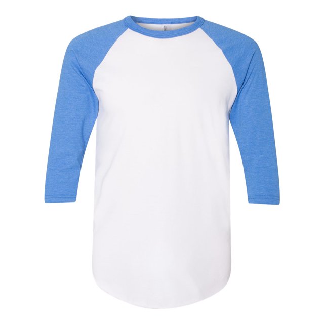 Tee-Shirt Raglan à Manches Trois-Quarts 5050, TP, Blanc/bleu Lac