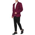thumbnail image 2 of INSPIRE CHIC Men's Blazer One Button Notched Lapel Chest Pocket Front Flap Blazer S Burgundy, 2 of 5