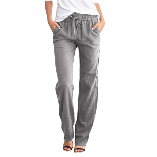 2025 Solid Straight Pants Waist Women Casual Pants Plus Size Long and Long Women Casual Comfortable Maternity Pants for Women Casual Elastic Drawstring