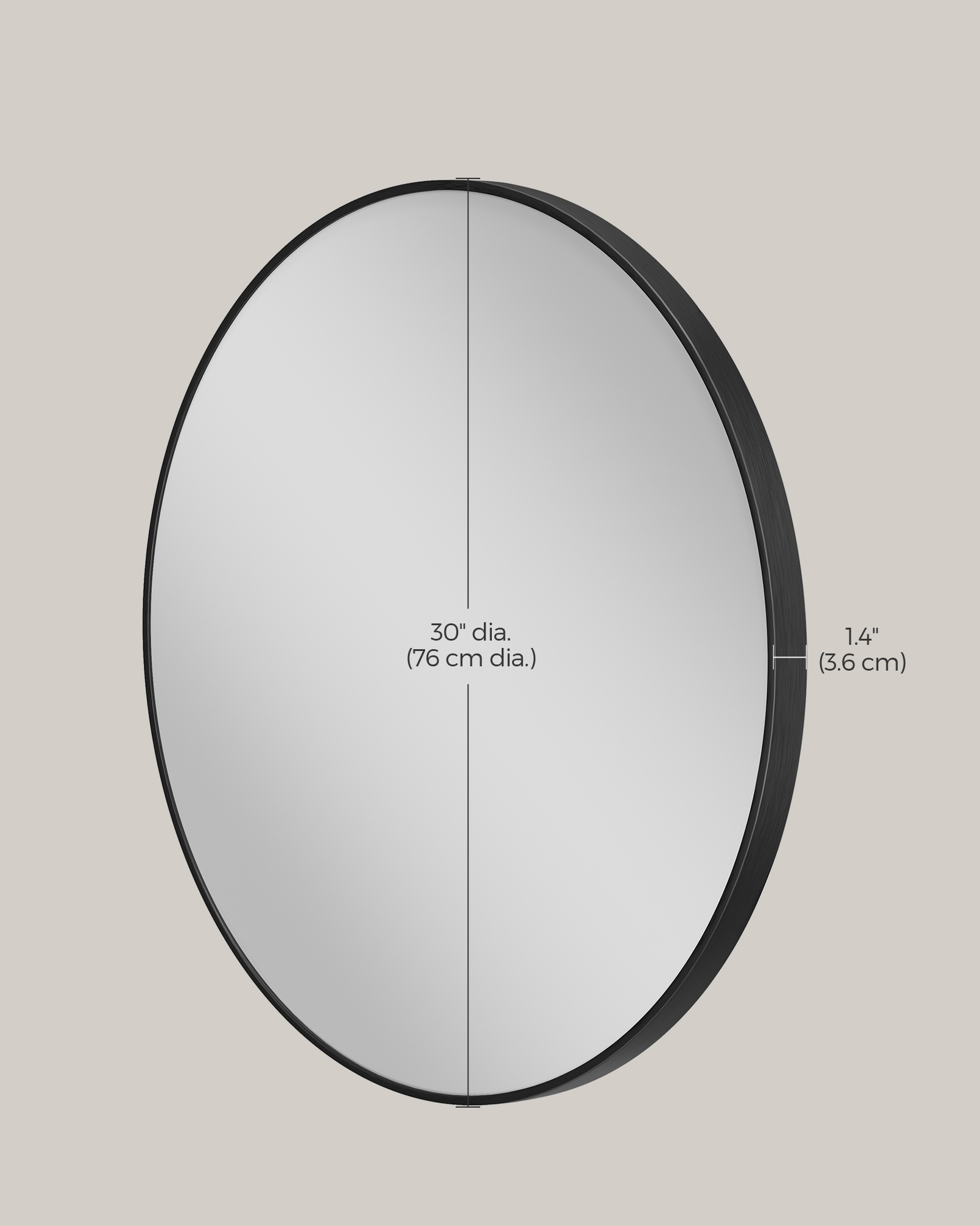 SONGMICS HOME Miroir mural rond noir de 30 pouces - Cadre en métal, parfait pour la salle de bain (au-dessus de l'évier), le salon ou la chambre à coucher