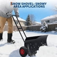 thumbnail image 2 of Snow Shovel Heavy Duty Snow Pusher with 39" Extra Wide Plastic Blade, 5-Level Adjustable Height, 25cm Wheels, Ergonomic Double Rod Handle for Driveways & Sidewalks, 2 of 8