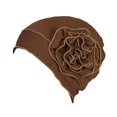 thumbnail image 4 of Abbracc For Ladies Solid Elastic Flower Hat Turban Chemo Cancer Hair Loss Cap Head Wrap brown, 4 of 9