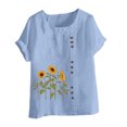 thumbnail image 4 of SMihono Hauts d'Été Décontractés pour Femmes, Chemise Ample à Manches Courtes et Col Rond avec Imprimé Floral, Grande Taille, 4 of 5