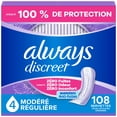 thumbnail image 2 of Always Discreet Adult Incontinence Pads for Women, Moderate Absorbency, Regular Length, Postpartum Pads, 108 CT, 2 of 18