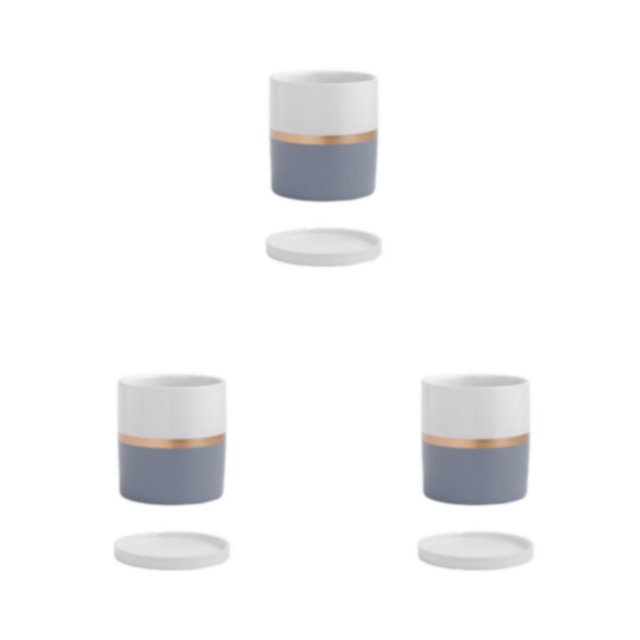 kurtrusly Ceramic Flower Pots For Small Spaces And Easy To Maintain Herbs Ceramic Flowerpot Ceramic Pot Planter Eco-friendly gray 11*11 3Set