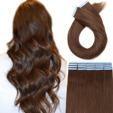 Tape in Human Hair Extensions Brazilian Hair Silky Straight Full Head Hair 20pcs