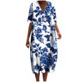 thumbnail image 2 of Ovzne Robes pour Femmes Robe pour Femme Robes d'Été pour Femmes avec Poches Imprimées Robes Amples à Col en V Manches Courtes Robes pour Femmes Manches Courtes Imprimées Liquidation, 2 of 5