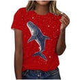 thumbnail image 1 of Tnhcen T-Shirt de Base à Manches Courtes d'Été à Col Rond pour Femme avec Imprimé d'Animaux Marins / Extensible, Respirant, Grande Taille (P-3TG) / Décontracté, Plage, Usage Quotidien, 1 of 4