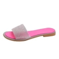 thumbnail image 2 of Womens Flat Sandals Rhinestone Clear Strap Open Toe Colorful Blingbling Non Slip Lightweight Breathable Summer Beach Sandals Hot Pink, 2 of 5