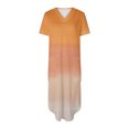 thumbnail image 5 of Pisexur Robes pour Femmes Mode Bohème à Fleurs Robes de Retour à la Maison Robe Maxi à Col en V Fendue Robe de Cocktail à Manches Courtes pour Femmes Robe Décontractée Ample Fluide avec Poches, 5 of 5