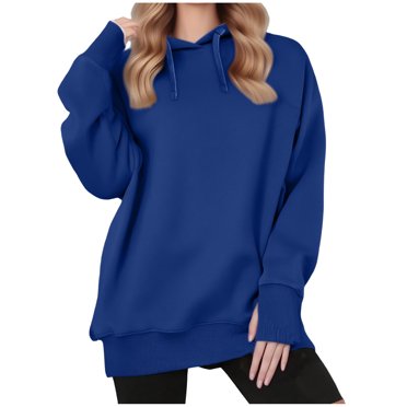 Yuyuzo Chandails à Capuche pour Femmes Surdimensionnés Doublés en Molleton Chandails d'Automne Hiver Couleur Unie Manches Longues avec Trou pour le Pouce