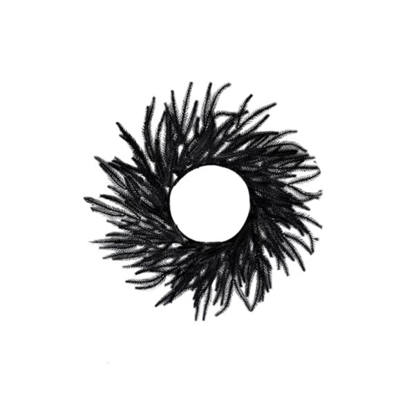 jovati Black Norfolk Pine Garland for Halloween Decor, 60cm Plastic Simulated Pines Branch Wreath Cushion Platter Liner for Table Centerpiece and Wall Hanging