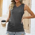 thumbnail image 4 of Timegard Summer Tank Tops for Women V-Neck Sleeveless Side Ruched Comfy Casual Tunic Tops Basic Tee Shirts, 4 of 7