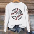 thumbnail image 1 of IMENGL Spring baseball print crew neck hooded sweatshirt long, White L, Size M-2XL, 1 of 4