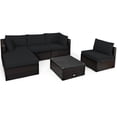 thumbnail image 1 of Patiojoy 6PCS Patio Rattan Furniture Set Outdoor Sectional Sofa Set w/Coffee Table & Ottoman Black, 1 of 6