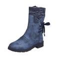 thumbnail image 2 of jsaierl Chaussures de Mode pour Femmes Bottes Rétro Western Décontractées Chaudes Talons Bas Bottes Mi-Mollet, 2 of 7