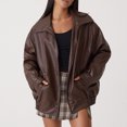 thumbnail image 2 of 2025 Veste à Capuche Unie pour Femmes Automne/hiver Style Femme Veste en Pu Femme Vestes d'Automne, 2 of 9