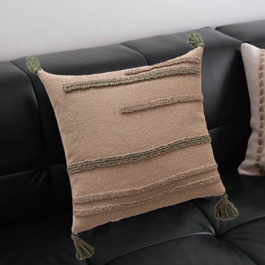 Sofa Decorative Throw Pillow Covers,Soft Boho Throw Pillow Covers,Living Room Fashion Decorative Square Throw Pillow Covers,Plush Pillowcase with Loop,Velvet Tassels Office Cushion Pillowcase Gift
