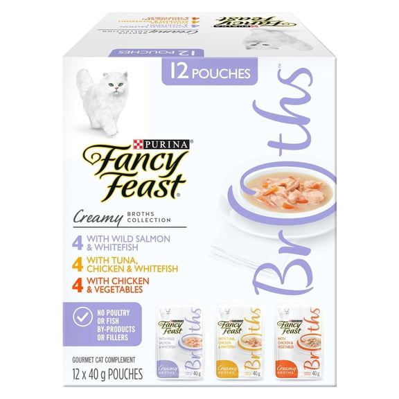 Fancy Feast Creamy Broths Collection Variety Pack, Cat Treats 40 g x 12