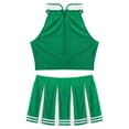 thumbnail image 4 of Oyolan Tenue d'Uniforme de Pom-Pom Girl pour Femmes Adultes, Haut Court Sans Manches, Mini Jupe Plissée, Vert, TG, 4 of 5