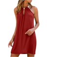 thumbnail image 1 of Weiqiqre Robes pour Femmes Grande Taille Solde de Feu Mode Femmes Été Aguichant Décontractée Sans Manches à Col Licou Robe Unie, 1 of 6